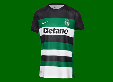 2024/25. Camisola alternativa de senhora preta/verde/branco do Sporting